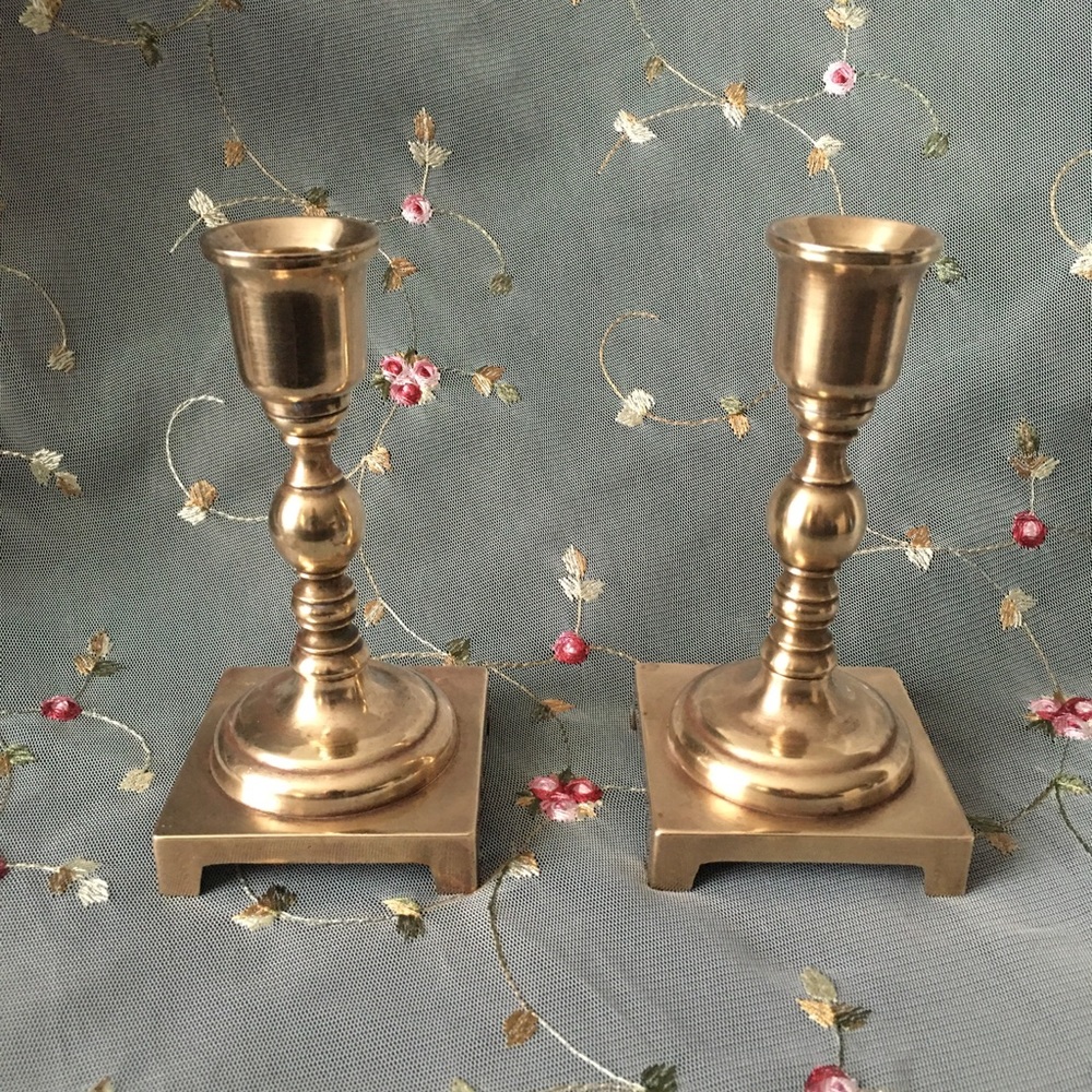 Vintage Solid Brass Candlestick Holders
